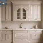 کابینت آشپزخانه نئو کلاسیک با طراحی شیک و رنگ سفید و طوسی، مناسب دکوراسیون مدرن و کلاسیک ایرانی ۲۰۲۵ | آنلاین دکور